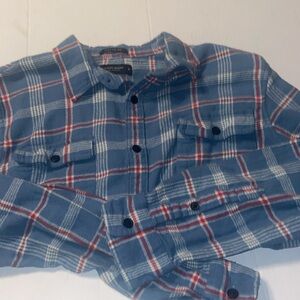 Lucky Brand Classic Fit blue and red flannel button down shirt size M